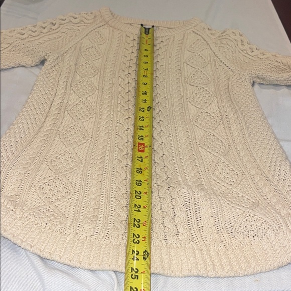 3201103 L.L. Bean Signature Women Cotton Fisherman Cable Tunic Sweater Beige XS - Picture 10 of 13